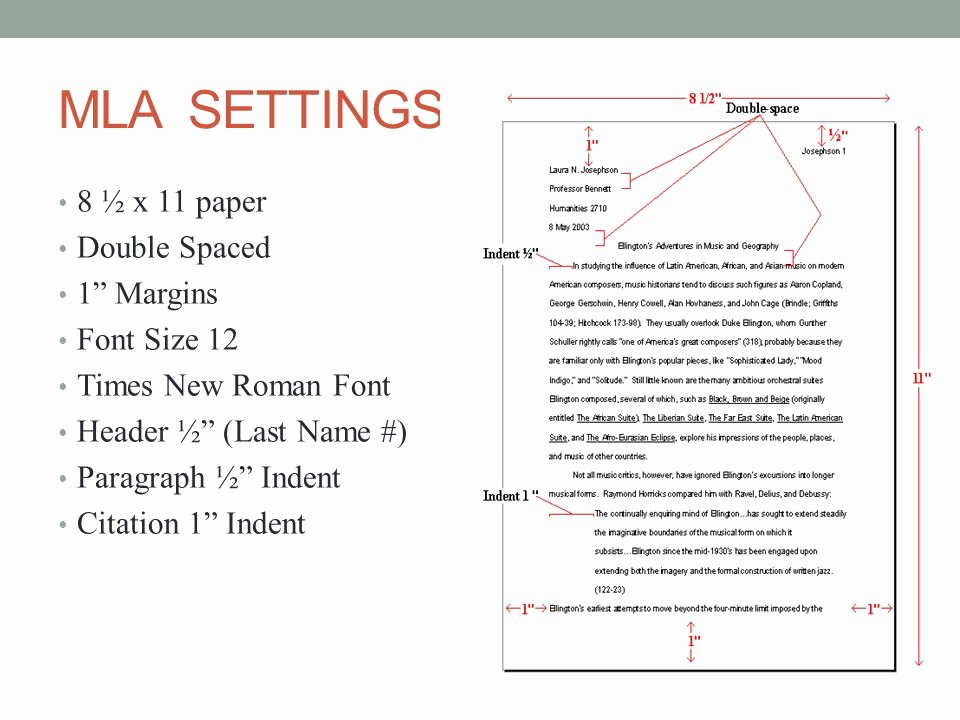 MLA format settings