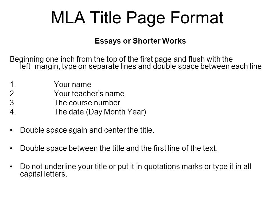MLA essay title format